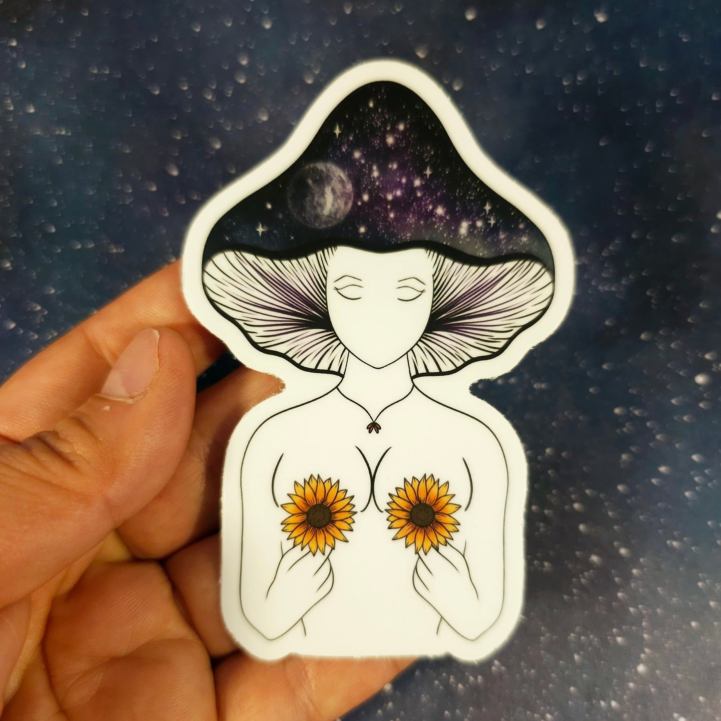 Sunflower Mushroom Clear Sticker