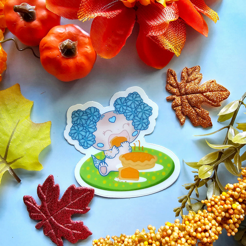 Blue eating pumpkin kawaii Sticker