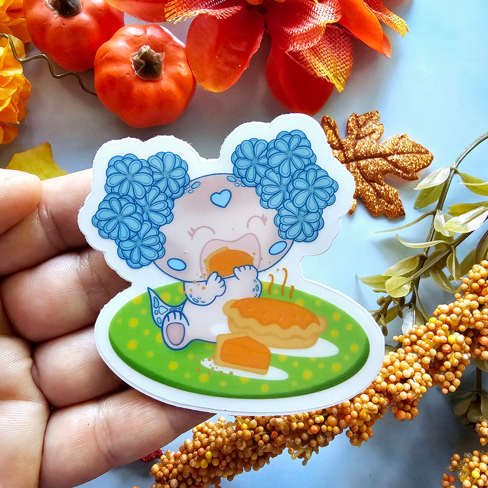 
                      
                        Blue eating pumpkin kawaii Sticker
                      
                    