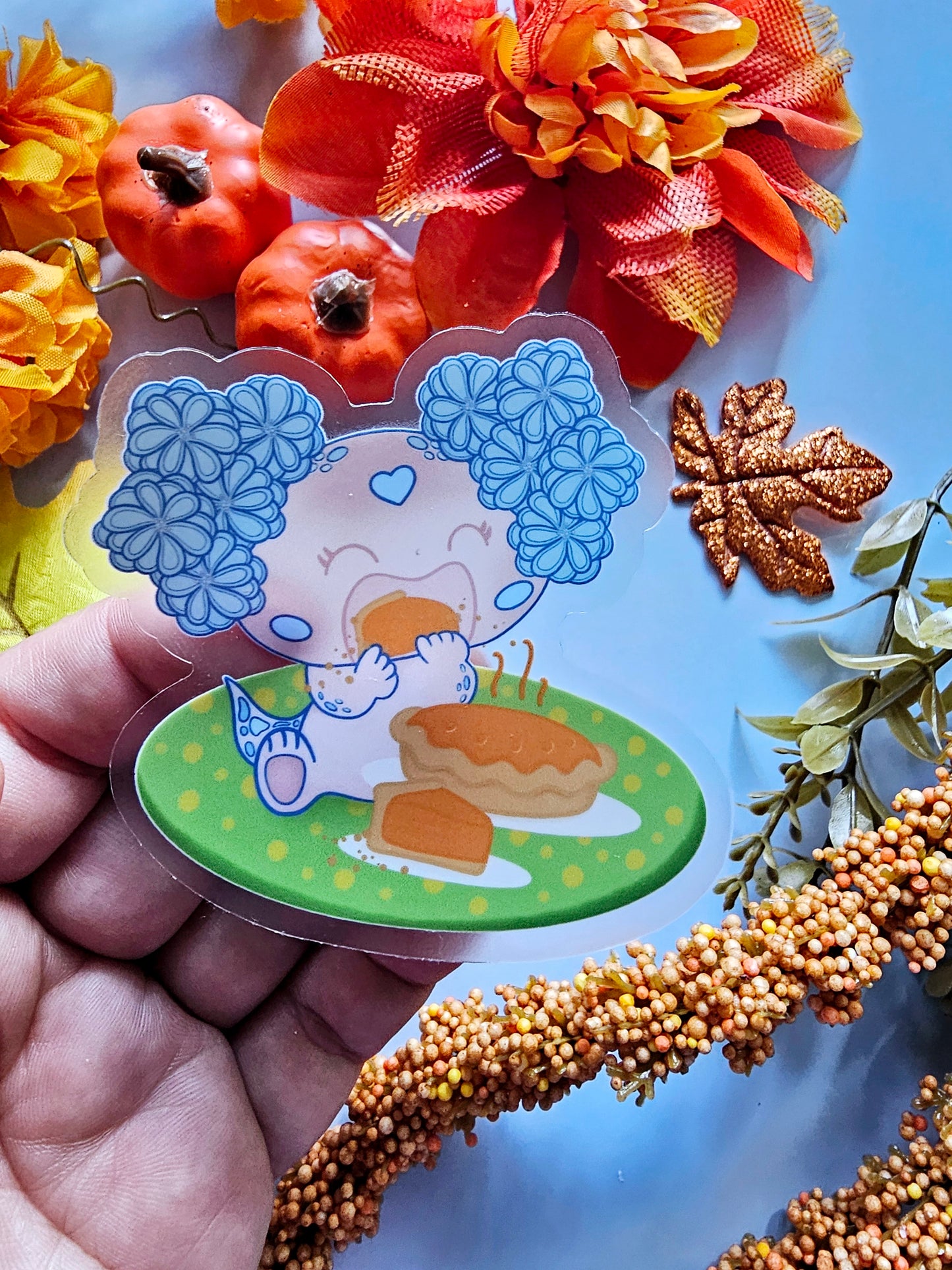 Blue eating pumpkin kawaii Sticker