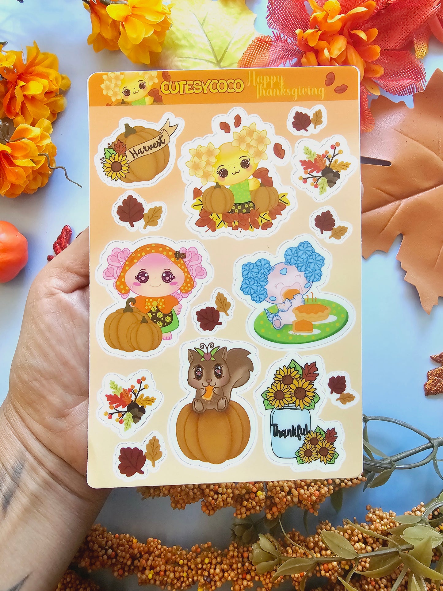 Fall Cocos kawaii sticker sheet