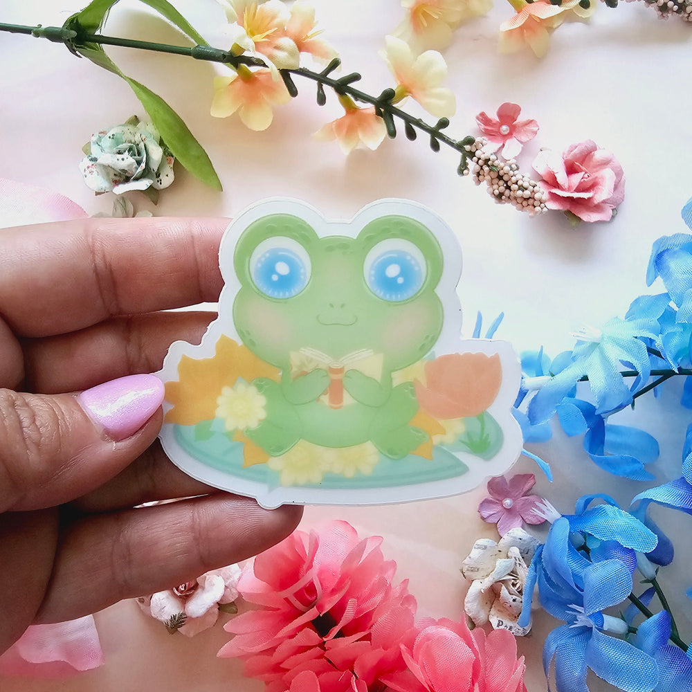 Reading Froggy Clear Sticker