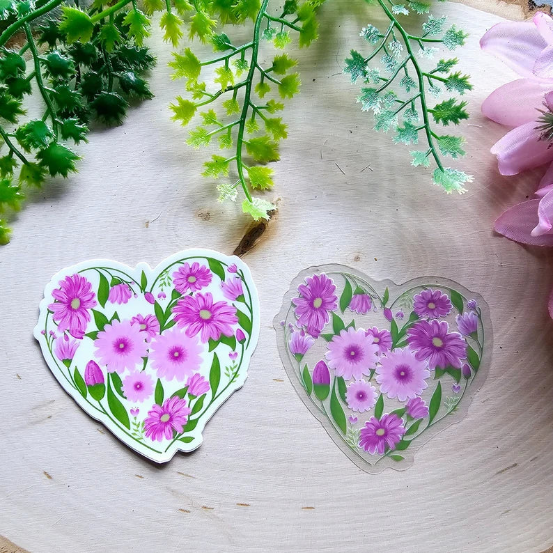 
                      
                        Purple Heart floral sticker
                      
                    