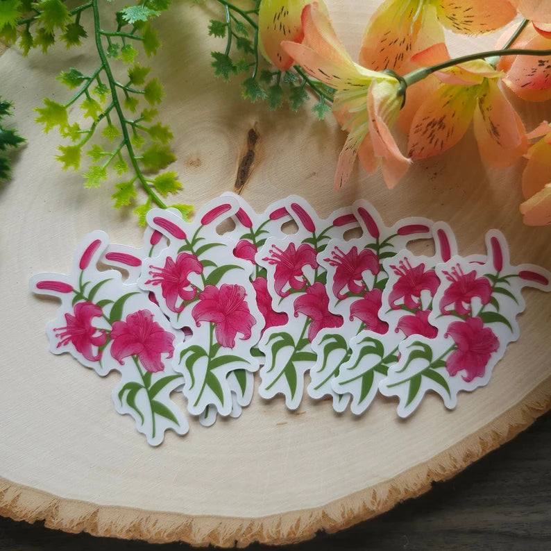 Pink Lily Flower Sticker