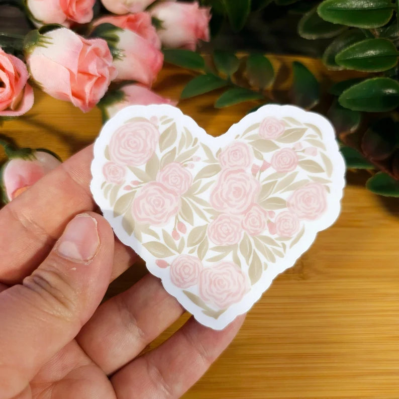 Rose Heart floral Sticker